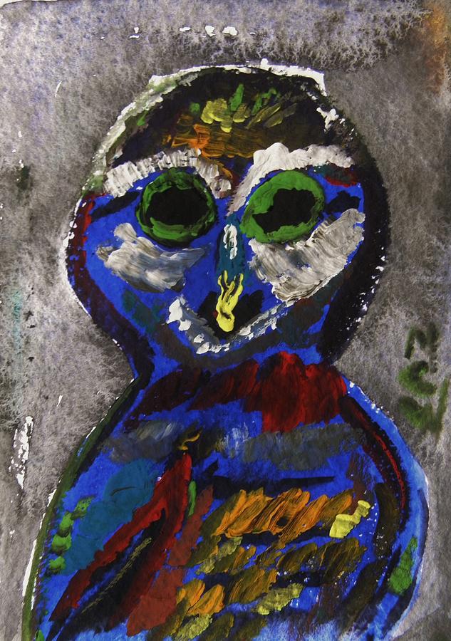 Blue Owl Painting by Mary Carol Williams