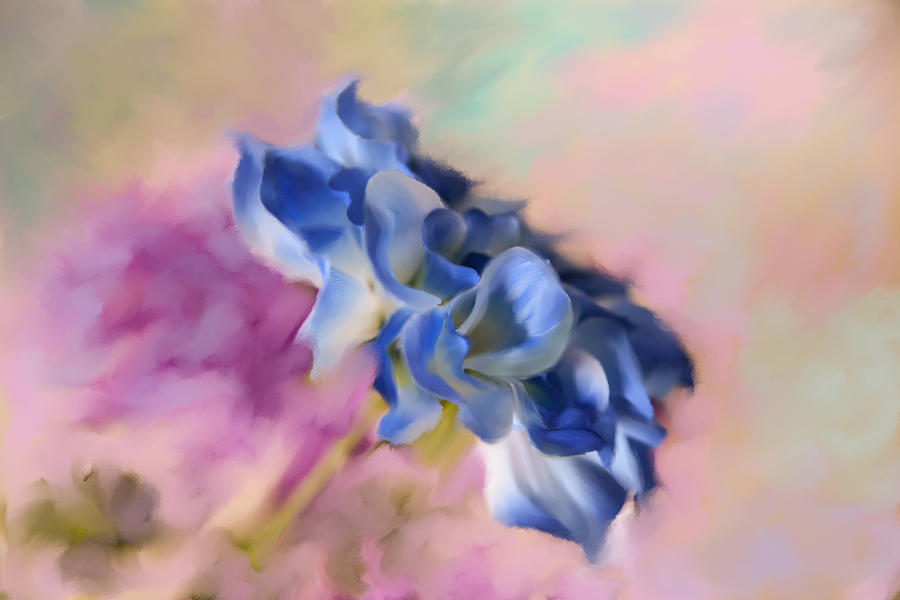 Blue Painted Flower Painting by Mary Timman
