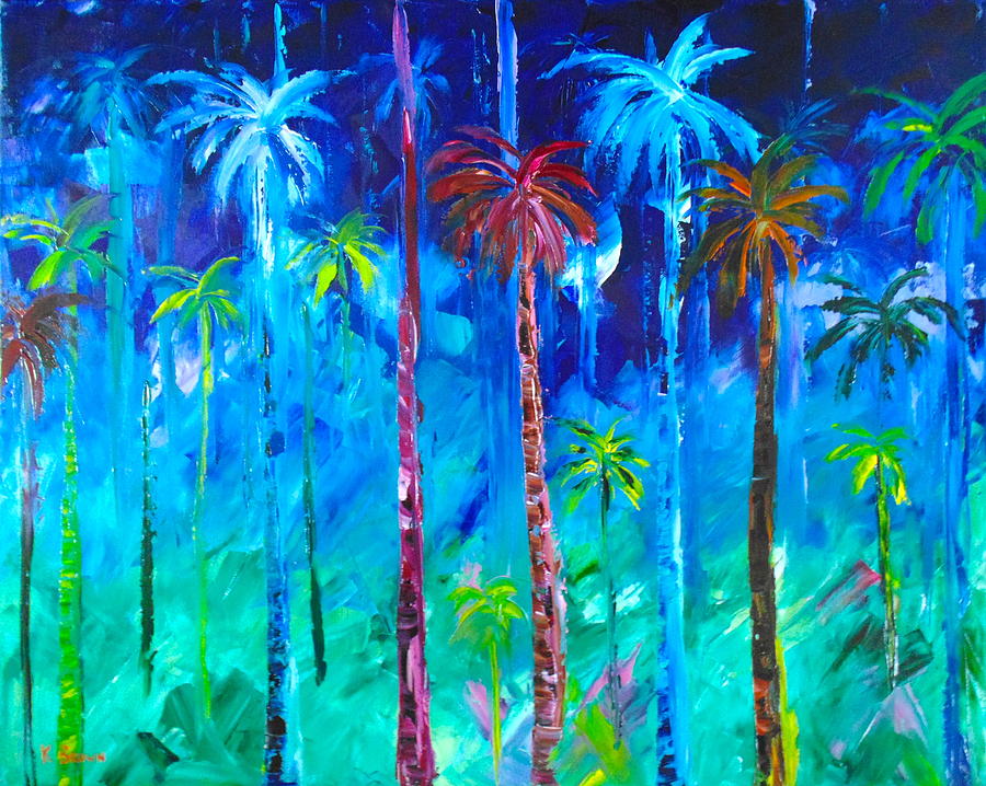 Blue Palm Painting by Kevin  Brown