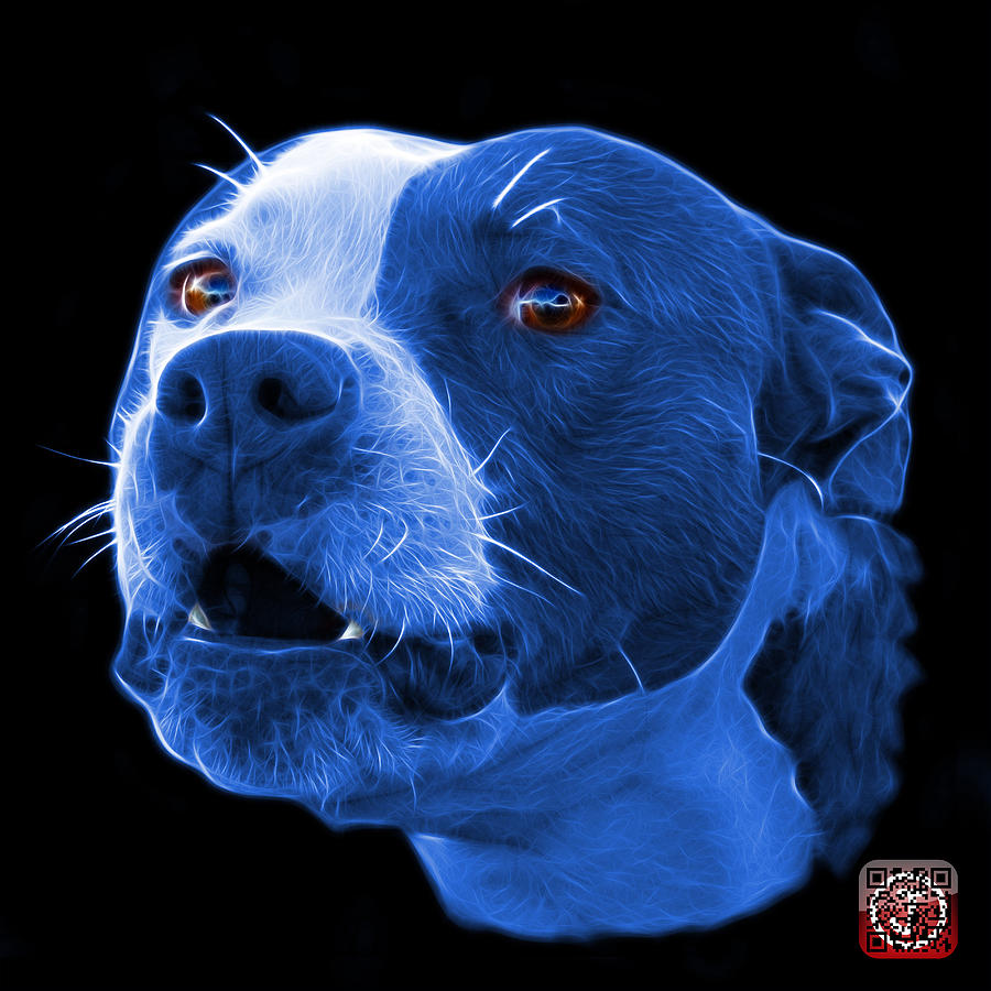 Blue Pitbull Dog 7769 - Bb - Fractal Dog Art Mixed Media by James Ahn