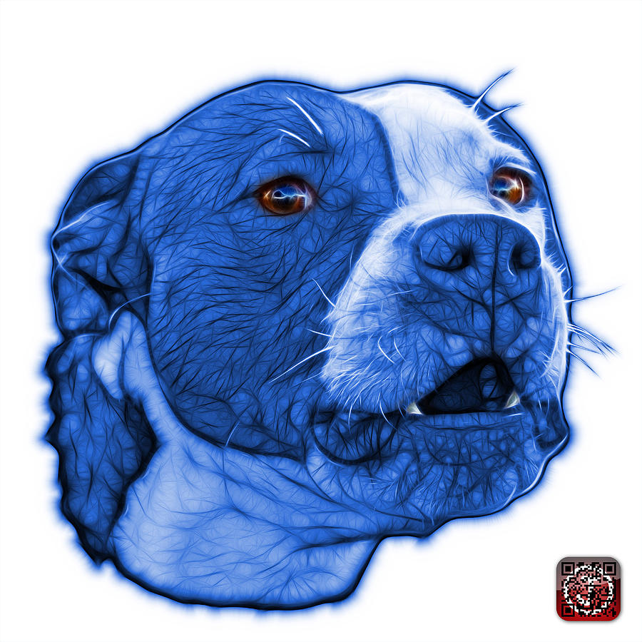 Blue Pitbull Dog Art - 7769 - Wb - Fractal Dog Art Mixed Media by James Ahn
