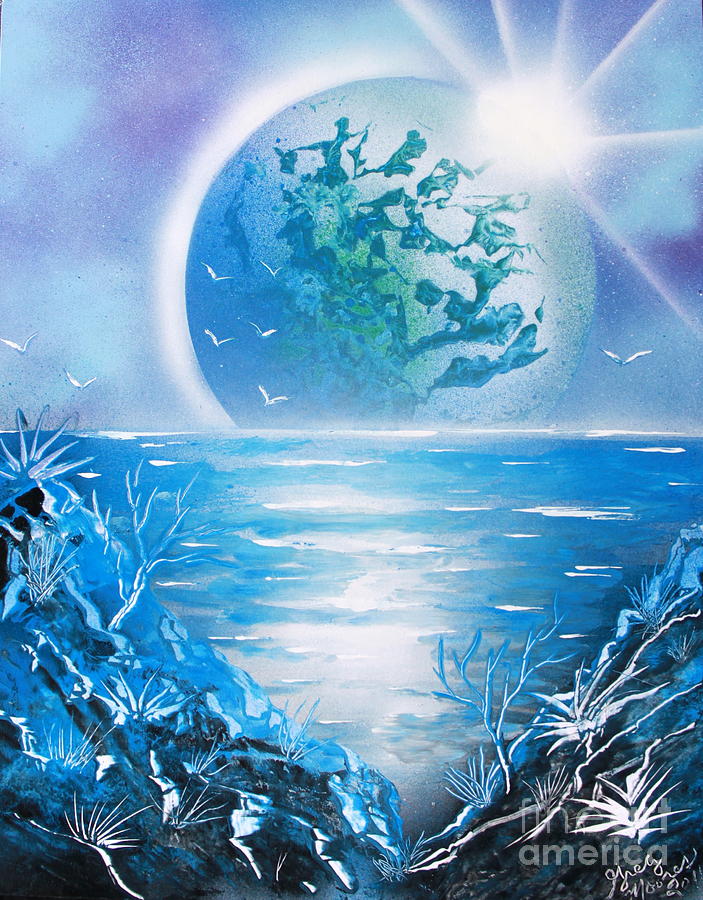 Blue Moon Painting by Greg Moores