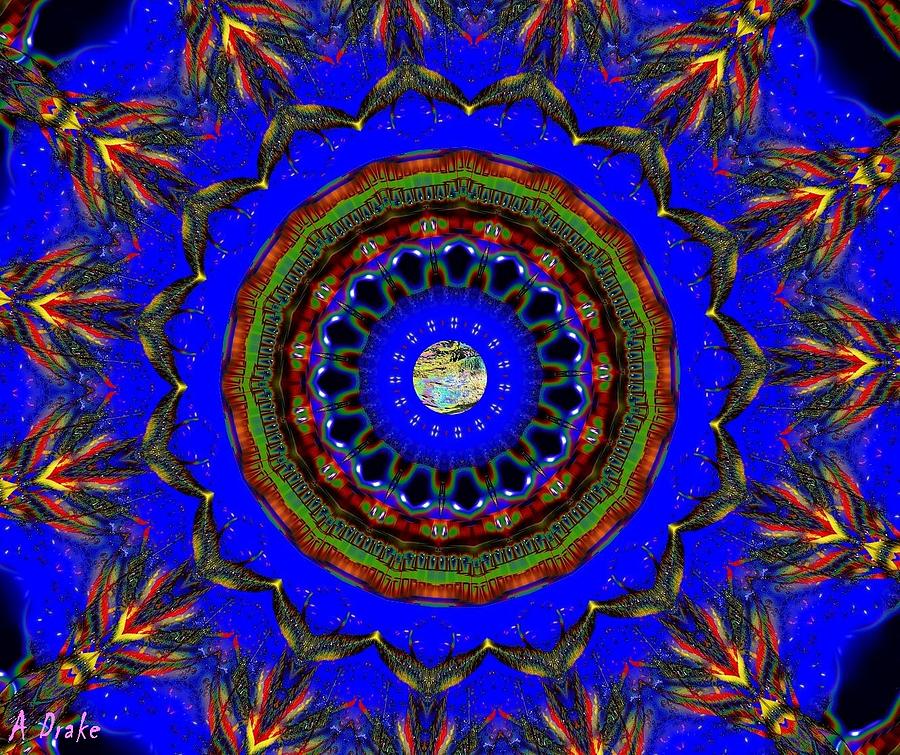 Planet Digital Art - Blue Planet Kaleidoscope by Alec Drake