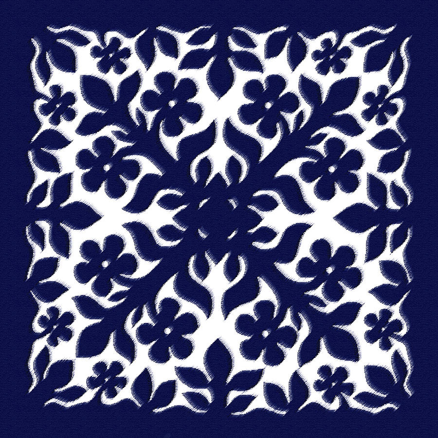 Blue Plumeria Quilt Digital Art by James Temple