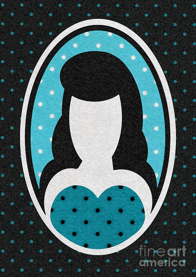 Blue Polka-dot Girl Digital Art