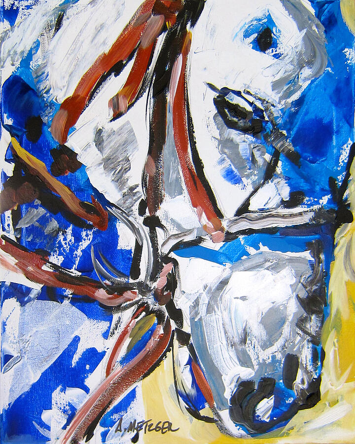 Blue Pony Painting by Alan Metzger