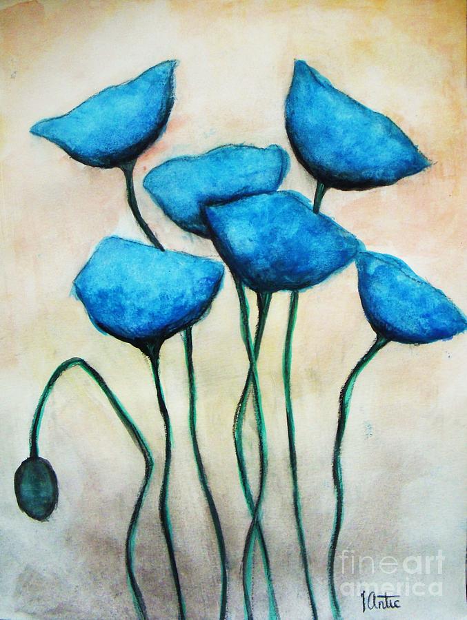 Blue Poppies Painting by Vesna Antic