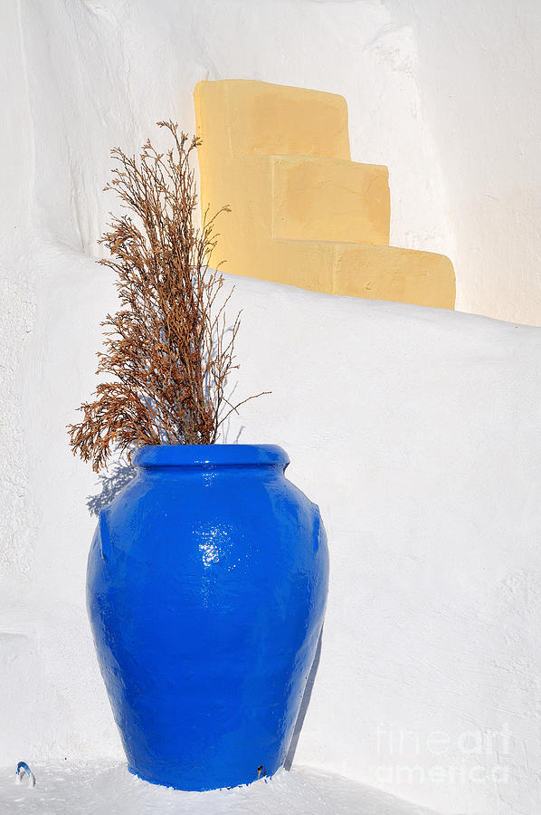 Blue pot in Oia town #2 Photograph by George Atsametakis