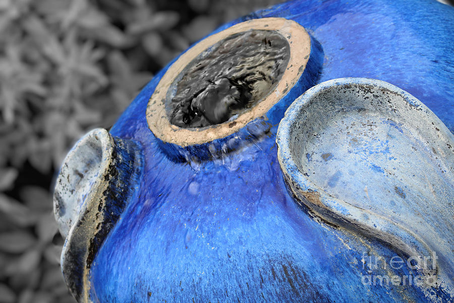 Blue Pottery Fountain Photograph by Ella Kaye Dickey