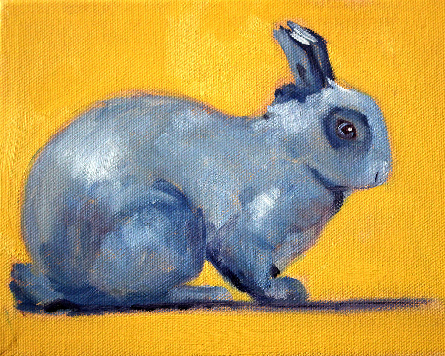 Blue Rabbit Painting by Nancy Merkle