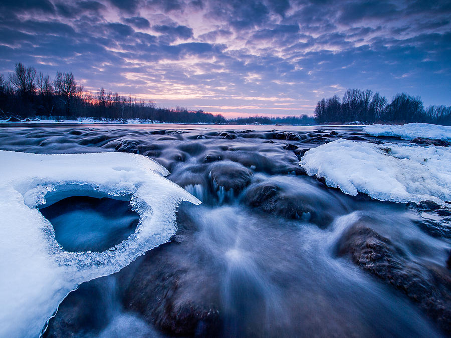 Winter Photograph - Blue rapids by Davorin Mance