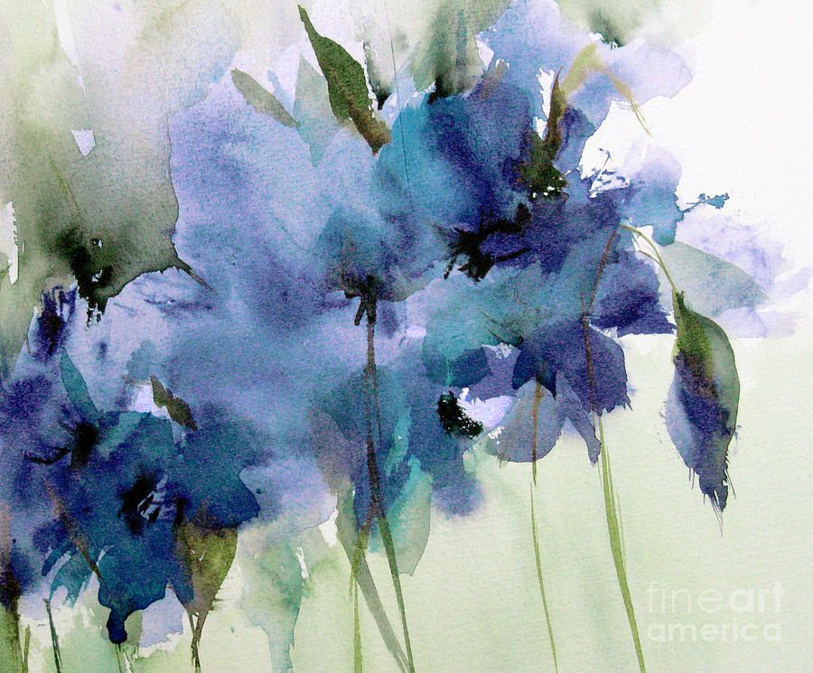 Flower Painting - Blue Farytale by Annemiek Groenhout