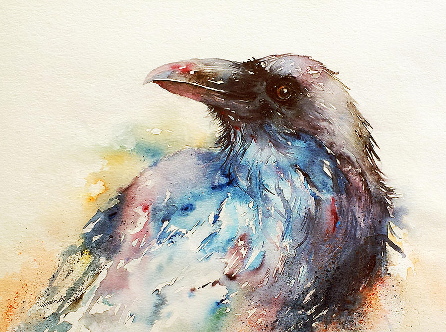 Blue Raven Painting by Arti Chauhan
