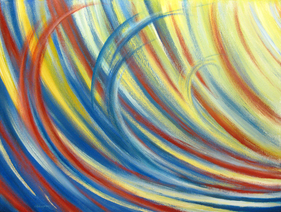 Blue Red and Yellow Wave Painting by Michael Morgan