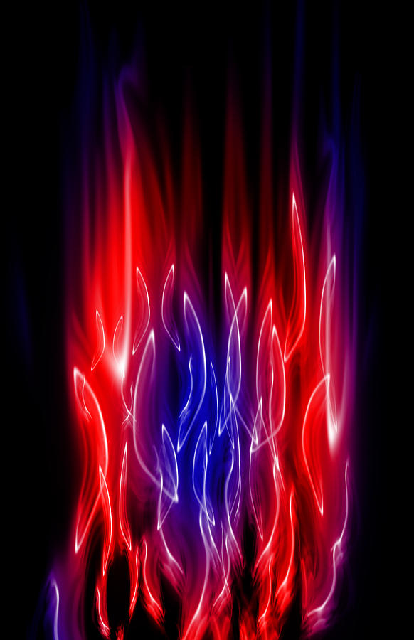 Blue red flame Digital Art by Nathan Wright