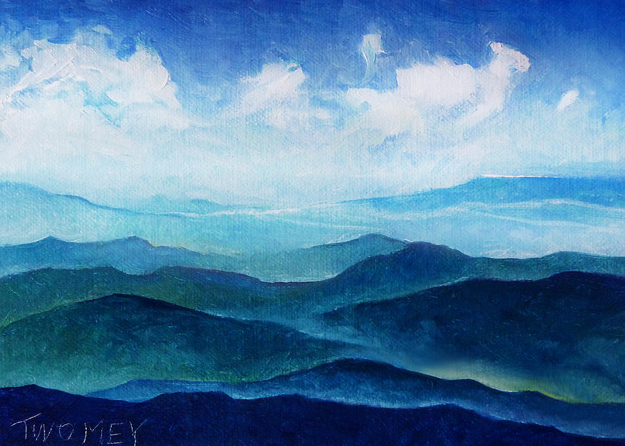 Blue Ridge Blue Skyline Sheep Cloud Painting by Catherine Twomey