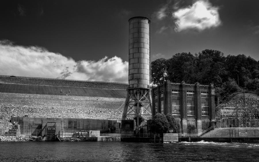 Mountain Photograph - Blue Ridge Dam in Black and White by Greg and Chrystal Mimbs