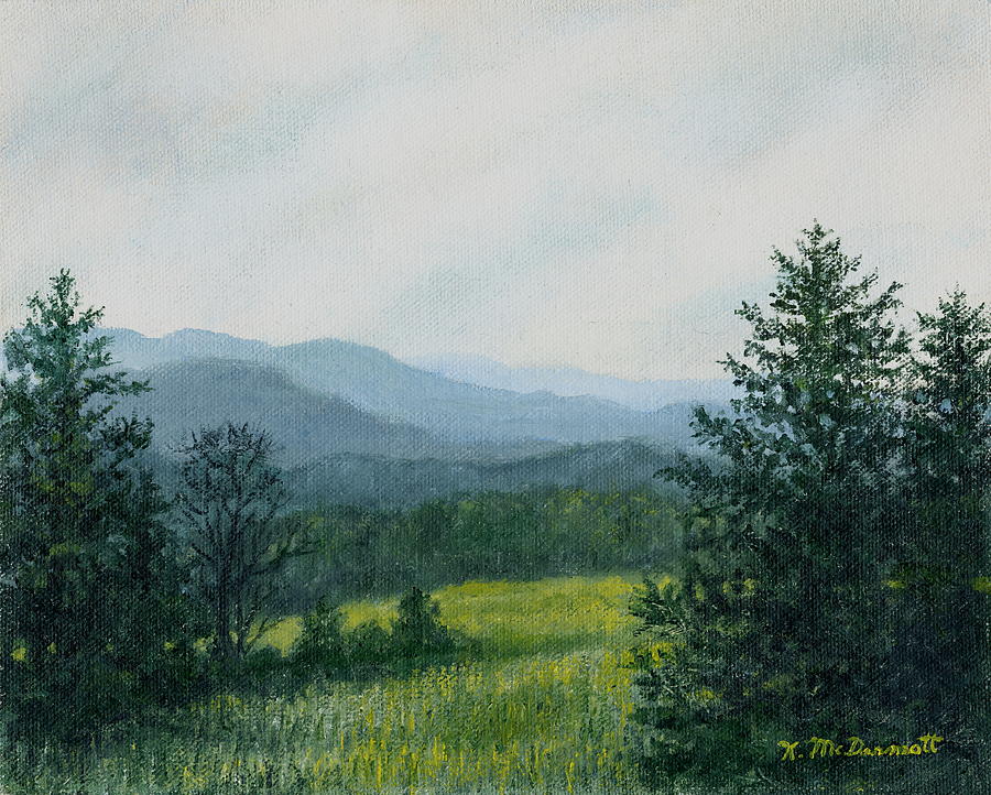 Blue Ridge Mountain Meadow - After the Rain Painting by Kathleen McDermott