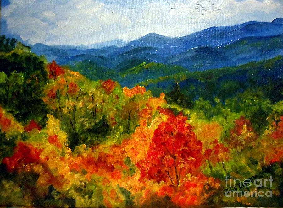 Blue Ridge Mountains In Fall Painting by Julie Brugh Riffey
