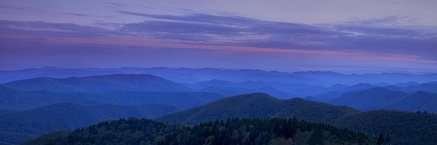 Mountain Photograph - Blue Ridge Panorama at Dusk by Andrew Soundarajan