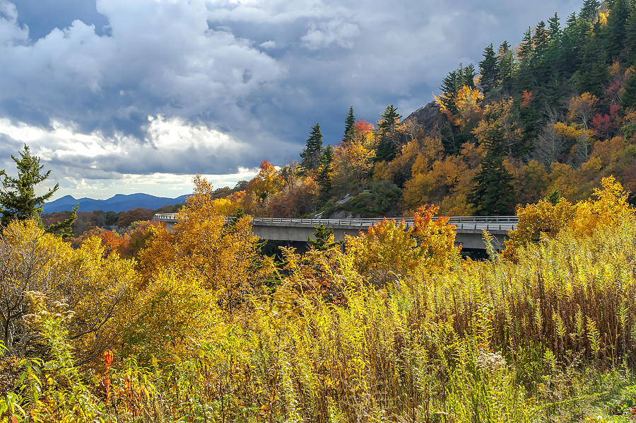 Blue Ridge Parkway North Carolina Linn Cove Viaduct Autumn Skies Photograph by Terry DeLuco