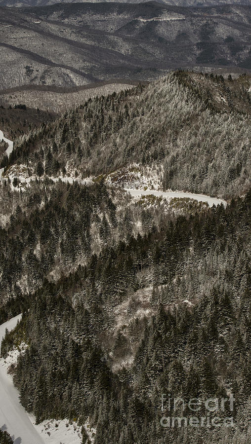 Blue Ridge Parkway with Snow - Aerial Photo Photograph by David Oppenheimer