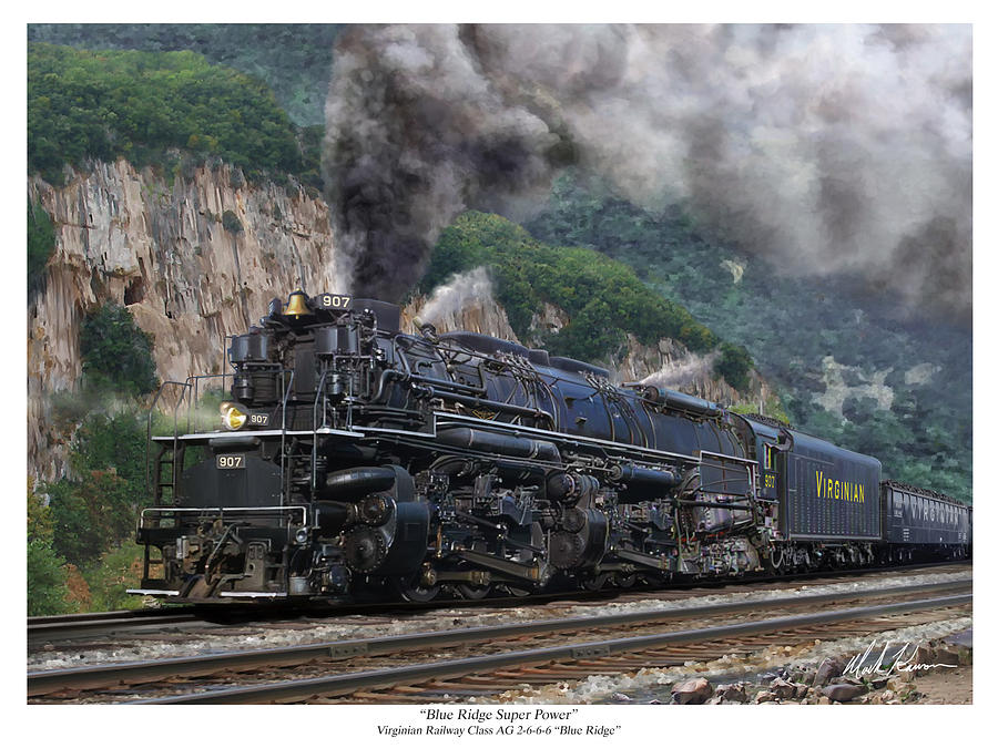 Train Painting - Blue Ridge Super Power by Mark Karvon