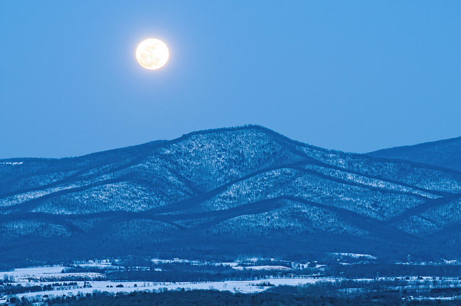 Blue Ridge Winter Moon Photograph by Lara Ellis