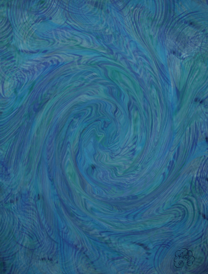 Abstract Digital Art - Blue Rippled Wave by Patricia Kay