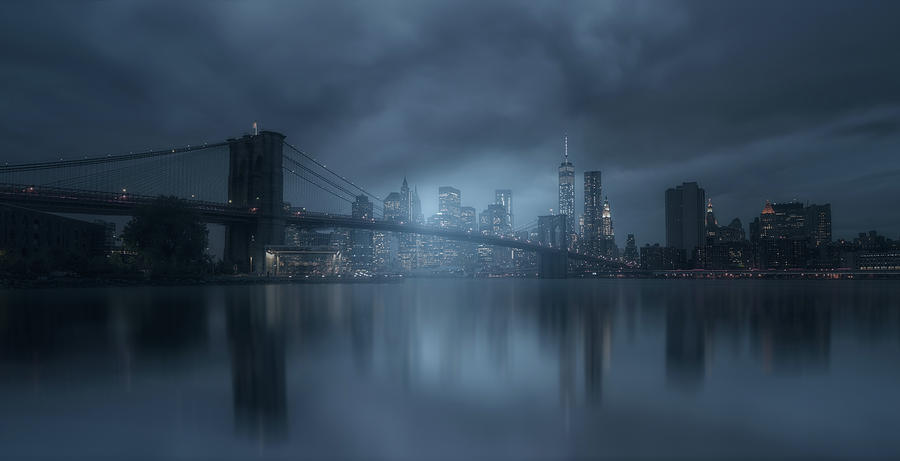 Brooklyn Bridge Photograph - Blue River by David Mart?n Cast?n