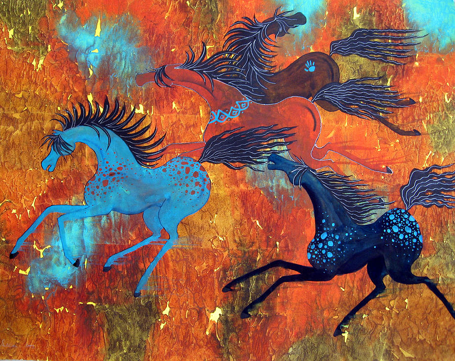 Blue Roan Run Painting By Elizabeth C Sullivan 