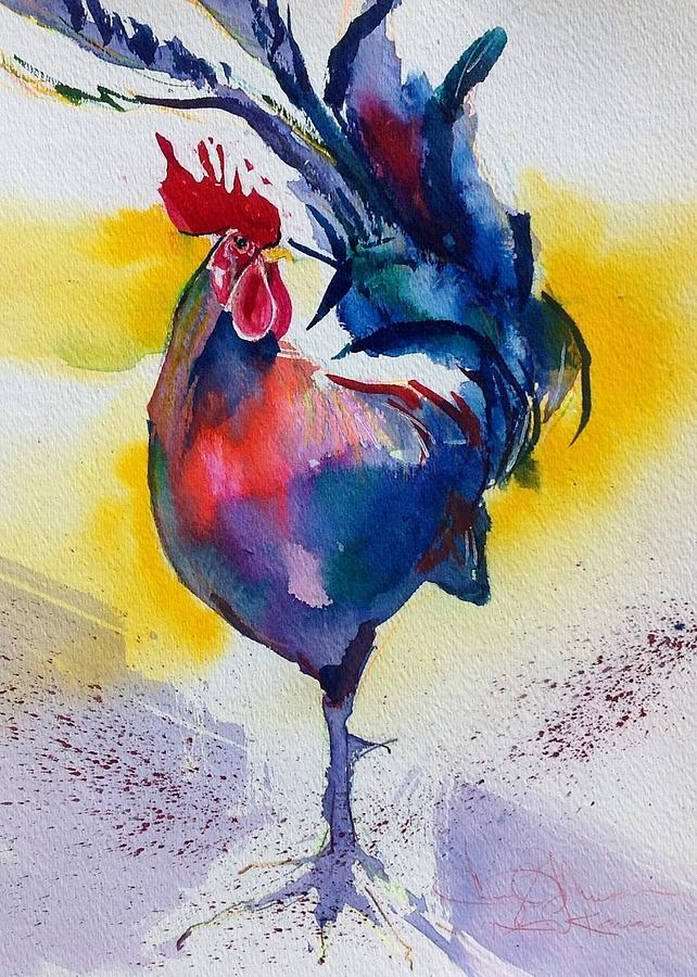 Blue Rooster Painting by Cheryl Johnson ARTIST - Fine Art America