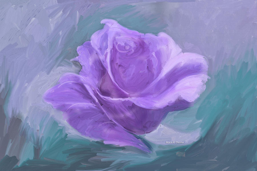 Blue Rose Painting by Angela Stanton