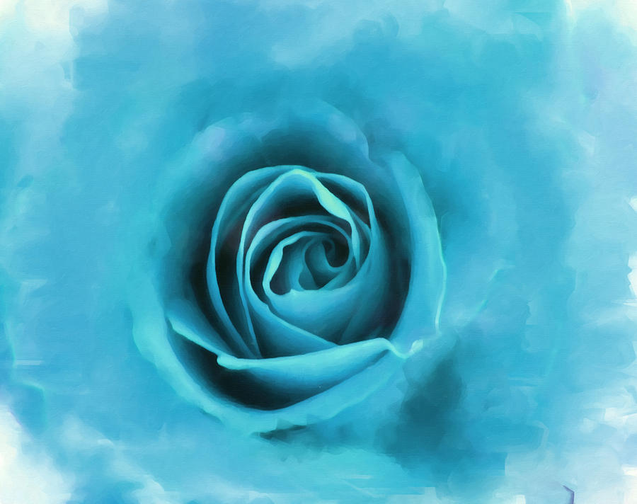 Blue Rose Painting by Dhouib Skander