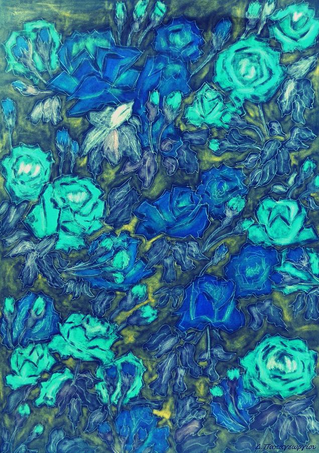 Nature Painting - Blue Roses by Dimitra Papageorgiou