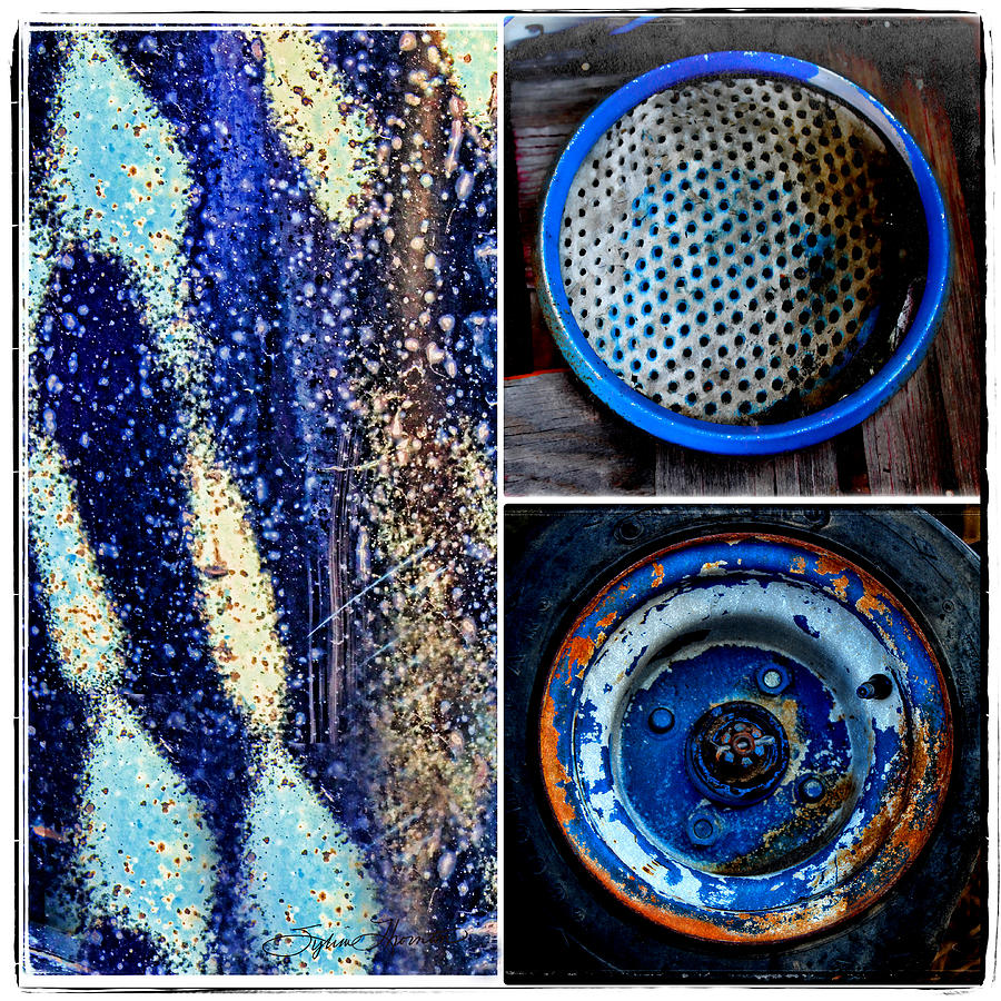 Abstract Photograph - Blue Rust Collage by Sylvia Thornton