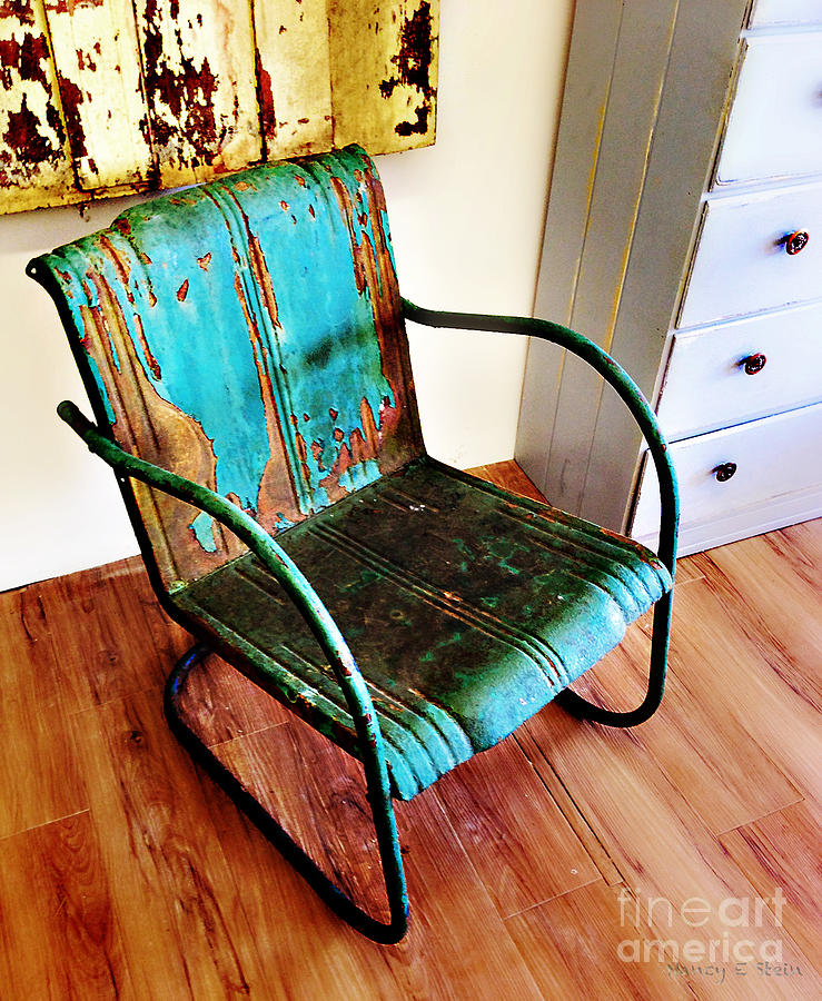Blue Rusty Chair Photograph