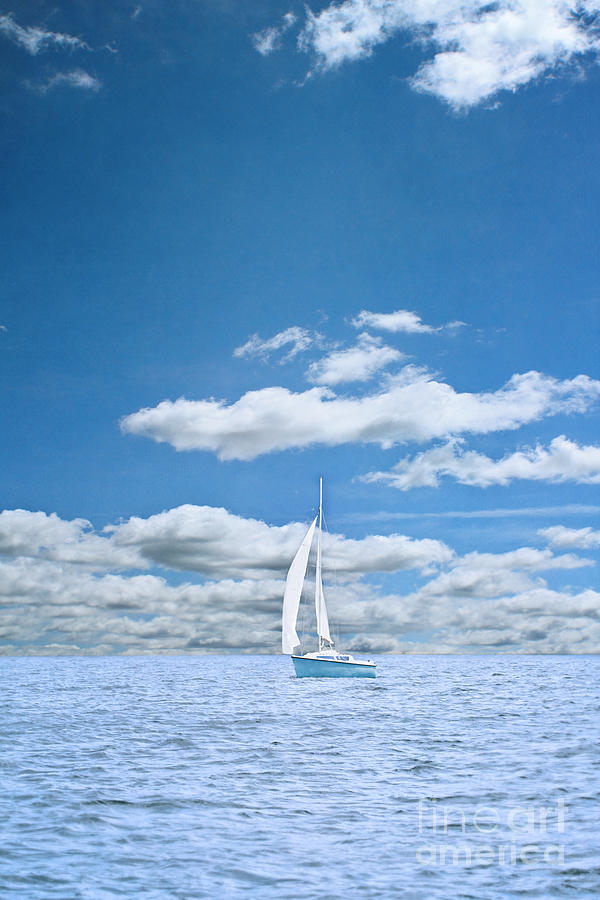 Blue Sail Boat Photograph by Stephanie Frey
