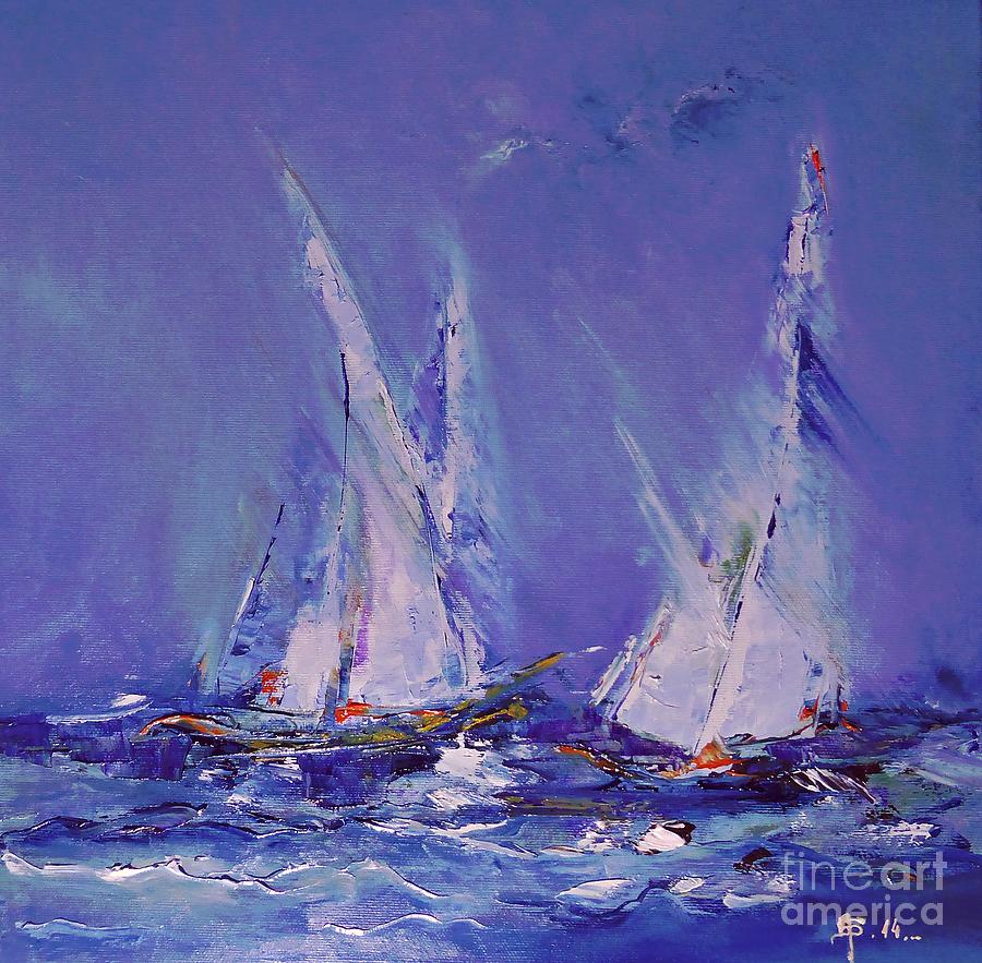 Blue Sailing Painting by Amalia Suruceanu