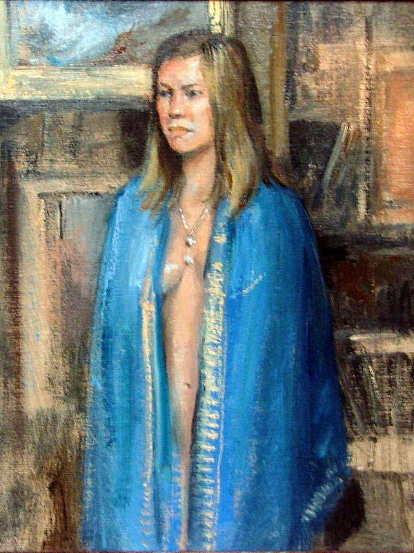 Blue Sari Painting by Mark Hayden