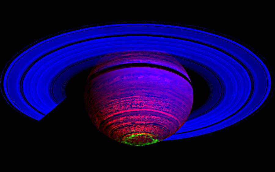 Space Photograph - Blue Saturn 1 by Renee Anderson