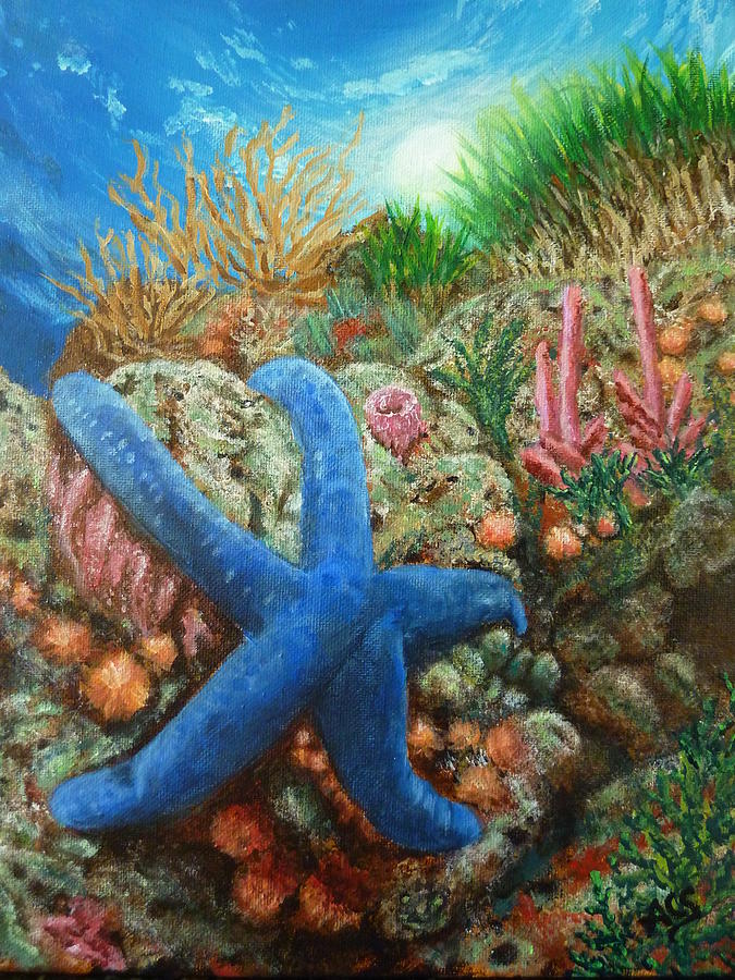 Blue Seastar Painting by Amelie Simmons