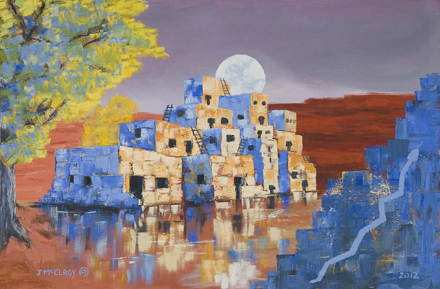 Blue Serpent Pueblo Painting by Jerry McElroy