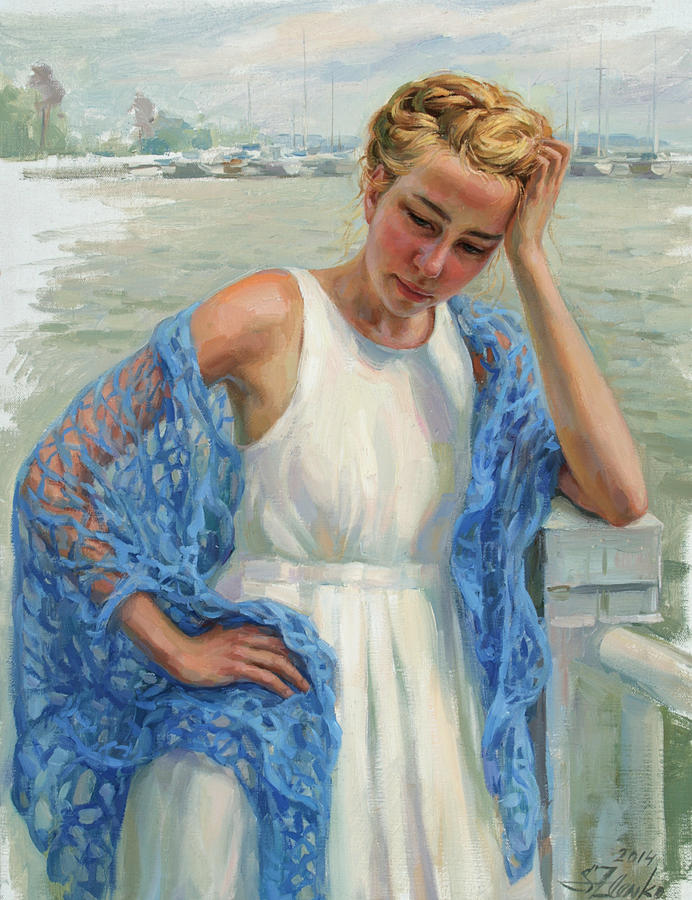 Blue shawl Painting by Serguei Zlenko