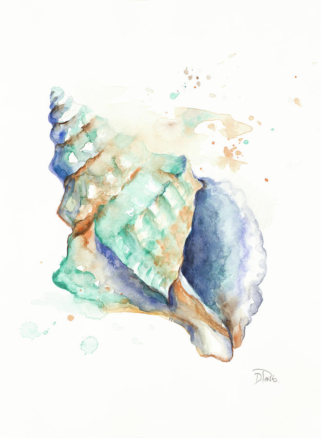 Shell Painting - Blue Shell by Patricia Pinto
