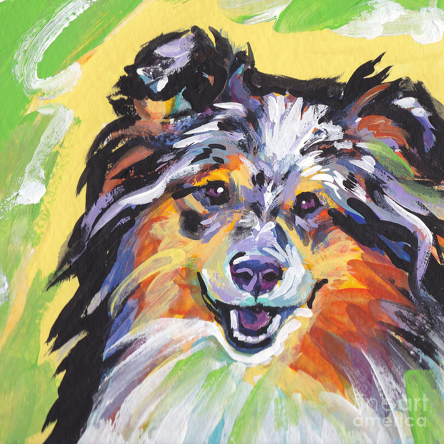 Blue Sheltie Painting by Lea S