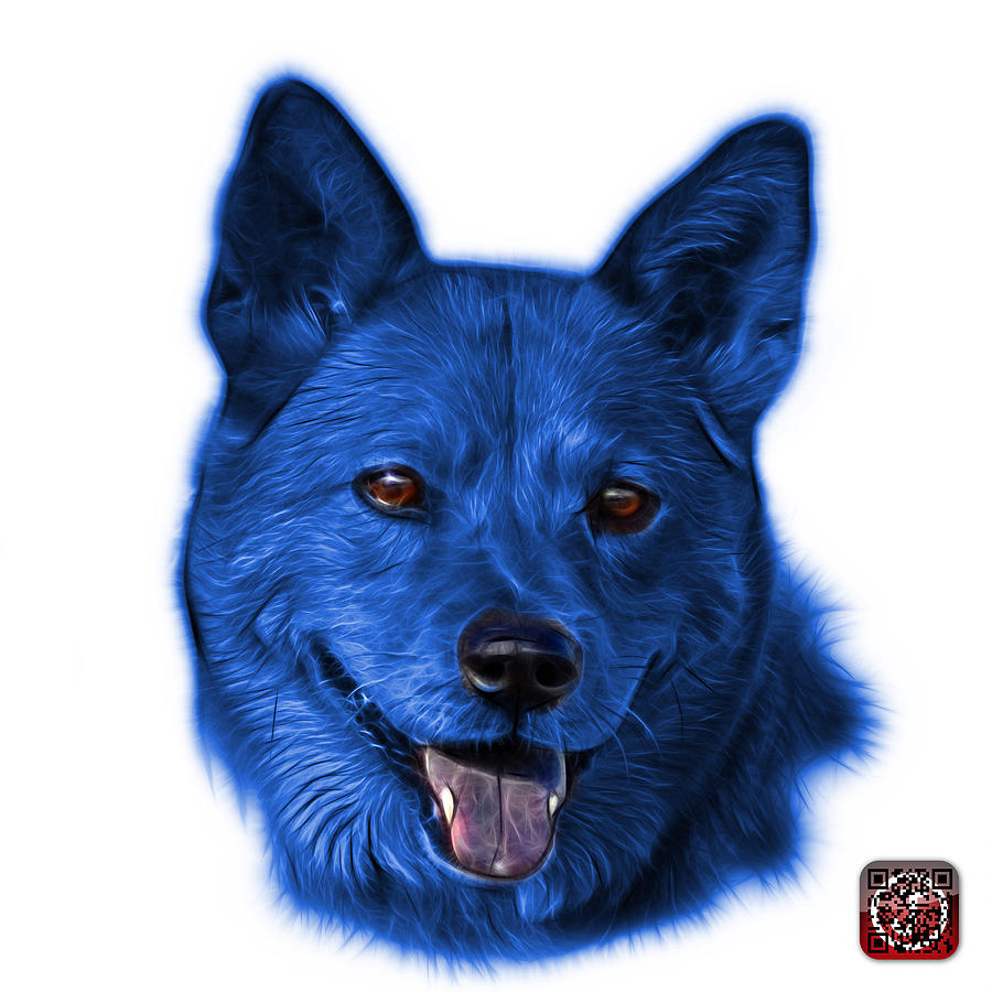 Blue Shiba Inu Dog Art - 8555 - WB Mixed Media by James Ahn