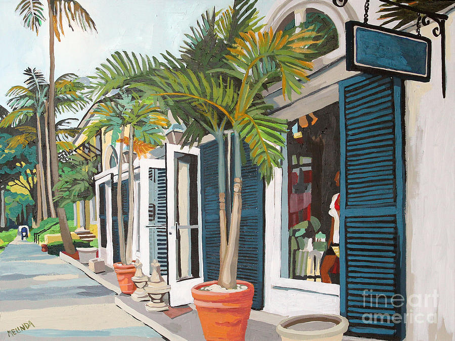 Blue Shutters Painting by Melinda Patrick