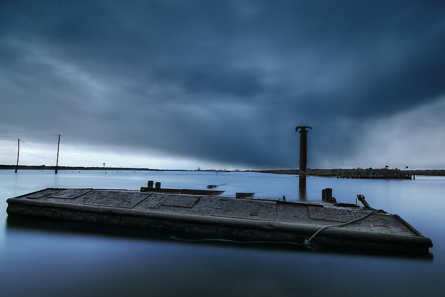 Boat Photograph - Blue silk by Tommaso Di Donato