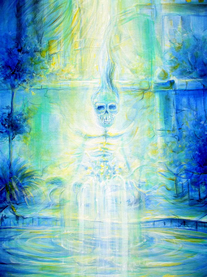 Blue Skeleton Meditation Painting by Heather Calderon